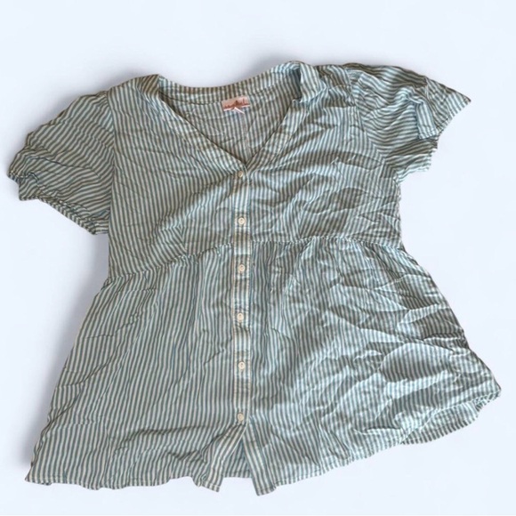 Isabel Maternity by Ingrid & Isabel Tops - Isabel Maternity by Ingrid & Isabel Green Striped Blouse